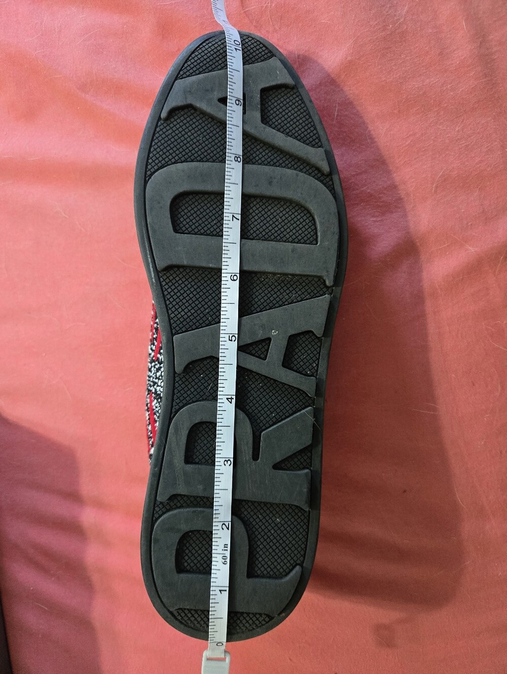 Prada Women's Red and Black Knit Slip-On Sneakers - Picture 8 of 8
